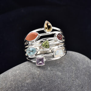 Multistone, Ring, Sterling silver 925