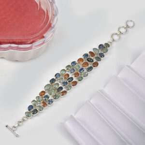 Honey and Moss Kyanite,Bracelet, Sterling silver 925