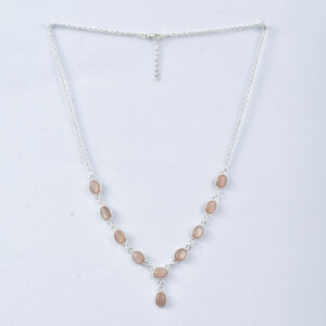 Peach moonstone, Necklace, sterling silver 925