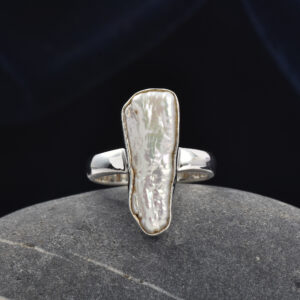 Baroque pearl, Ring, Sterling silver 925
