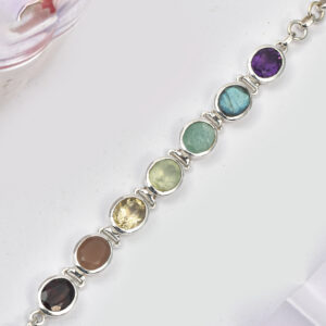 7 stone,Chakra Bracelet, Sterling silver 925