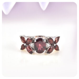 Garnet, Rings, Sterling silver 925