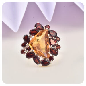 Citrine-Garnet, Ring, Sterling silver 925
