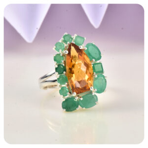 Emerald-Citrine, Ring, Sterling silver 925