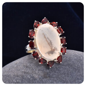 Scenic Agate-Garnet, Ring, Sterling silver 925