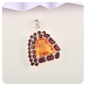Citrine-Garnet, Pendant, Sterling silver 925