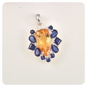 Citrine-Sapphire, Pendant, Sterling silver 925