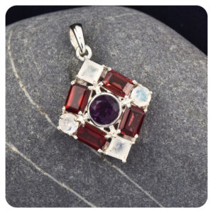 Multistone, Pendant, Sterling silver 925