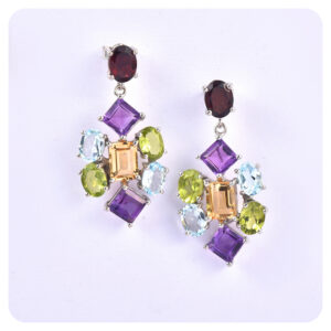 Multi Stone, Earring, Sterling silver 925