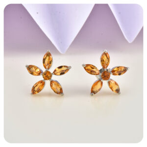 Citrine, Earring, Sterling Silver 925