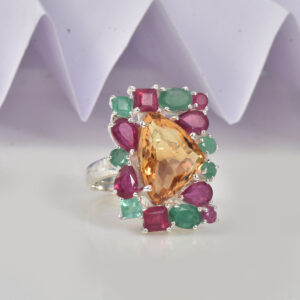 Ruby-Emerald-Citrine, Ring, Sterling silver 925