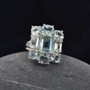 Aquamarine, Ring, Sterling silver 925