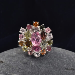 Multicolour Tourmaline, Ring, Sterling silver 925