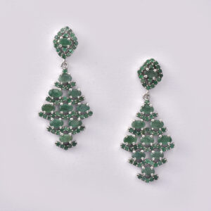 Emerald, Earring, Sterling silver 925